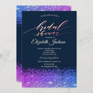 Elegant Chic Diamonds Navy Blue  Bridal Shower Invitation