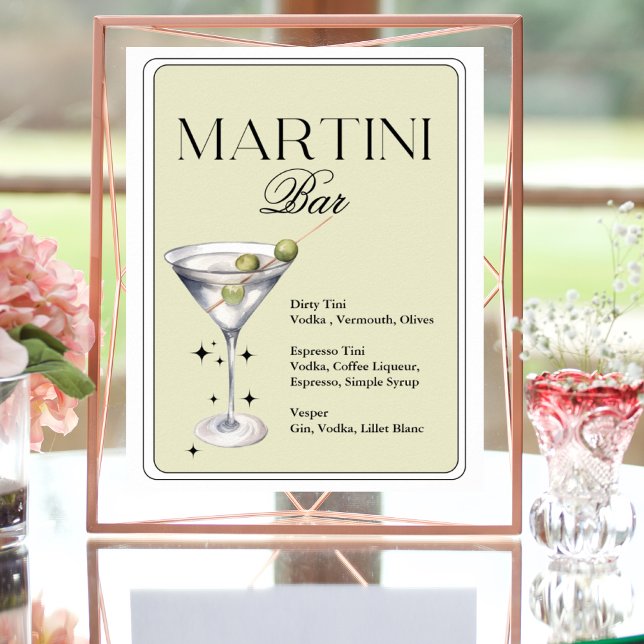 Elegant Chic Dirty Martini Bar Sign (Creator Uploaded)
