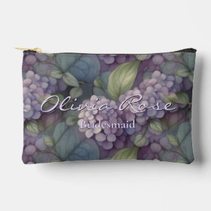 Elegant chic dusty purple boho watercolor floral accessory pouch