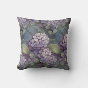Elegant chic dusty purple boho watercolor floral  cushion