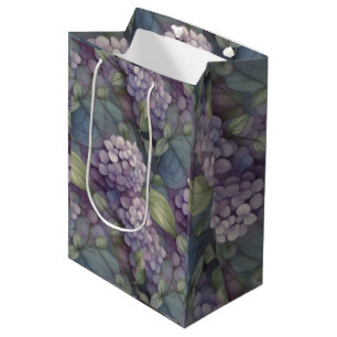Elegant chic dusty purple boho watercolor floral medium gift bag