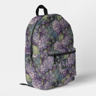 Elegant chic dusty purple boho watercolor floral printed backpack