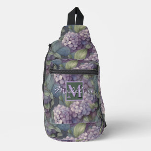 Elegant chic dusty purple boho watercolor floral sling bag