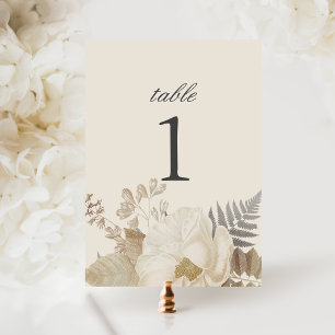 Elegant Chic Ecru Boho Floral Wedding Table Number