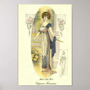 Elegant Chic Edwardian French Fashion Plate Poster