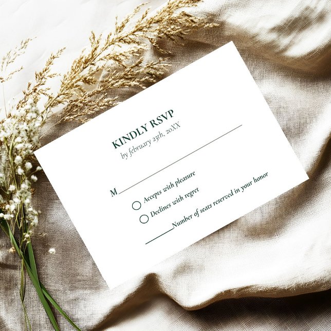 Elegant & Chic Emerald Green Green wedding RSVP Ca Card (Creator Uploaded)