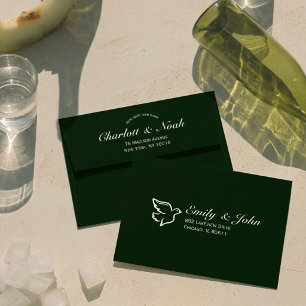 Elegant Chic Emerald Green Old Money Wedding Envelope
