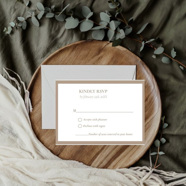 Elegant & Chic Emerald Taupe wedding RSVP Card (Creator Uploaded)
