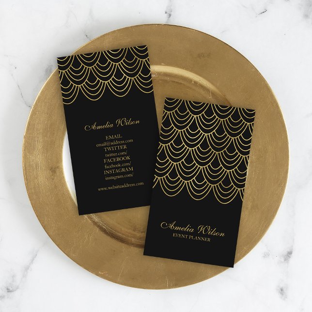 Elegant Chic Event Planner Geometric Social Media Business Card (Creator Uploaded)