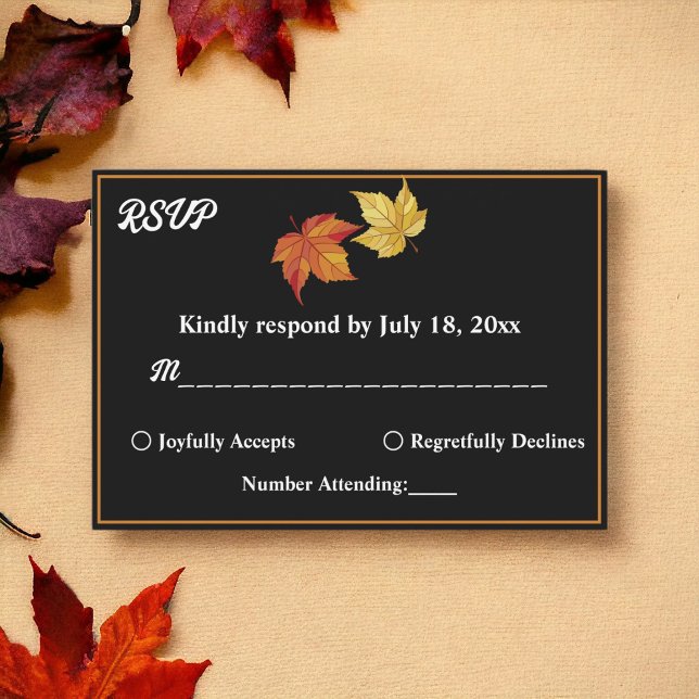 Elegant Chic Fall in Love Rustic Autumn Wedding RSVP Card (Creator Uploaded)