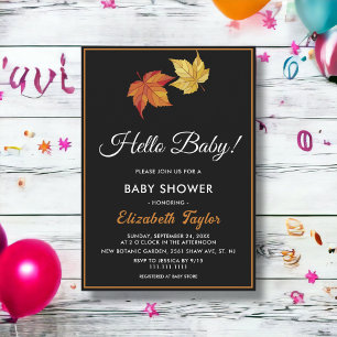 Elegant Chic Fall Leaves Boho Autumn Baby Shower Invitation