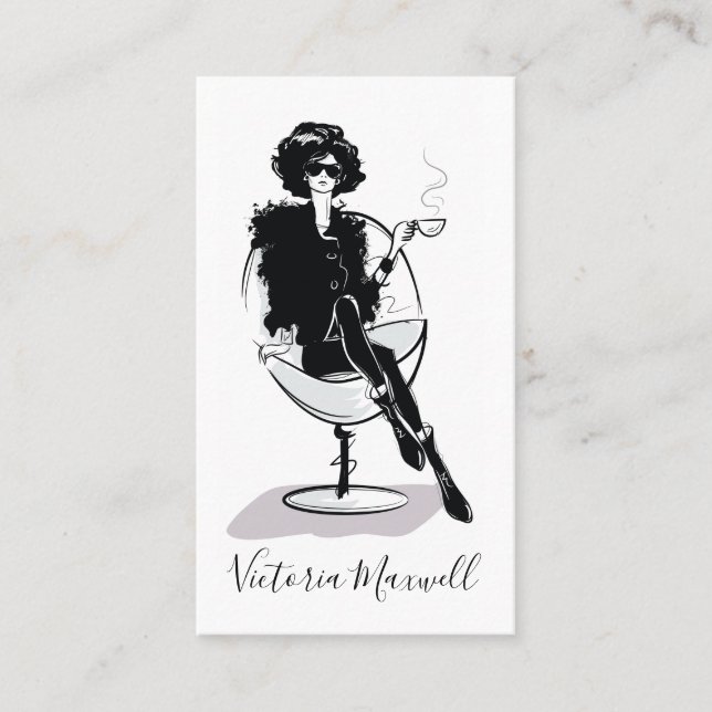 Elegant Chic Fashionable Stylish Woman Vertical Business Card (Front)