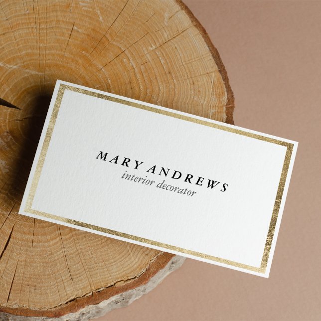 Elegant chic faux foil gold plain white luxury business card (Elegant chic faux foil gold plain white luxury business card)