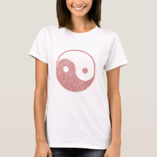 Elegant Chic Faux Glitter Rose Gold Ying Yang T-Shirt