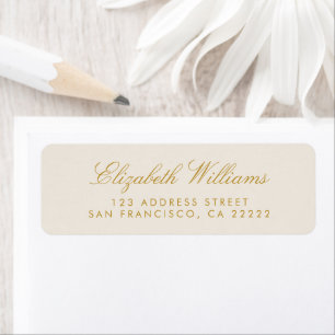 Elegant Chic Faux Gold Cream Return Address Label