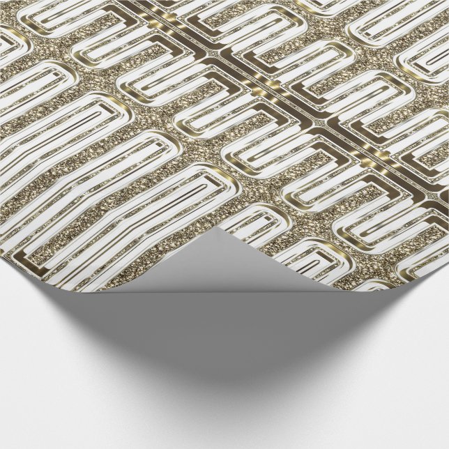 Elegant Chic Faux Gold Foil White Wrapping Paper (Corner)