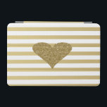 Elegant Chic  Faux Gold Glittery  Heart On Stripes iPad Mini Cover<br><div class="desc">This image features faux gold glittery heart on striped background.An elegant and sophisticated design.The perfect romantic gift idea for her on any occasion.</div>