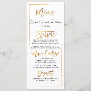 Elegant+Chic Faux Gold Menu Invitation