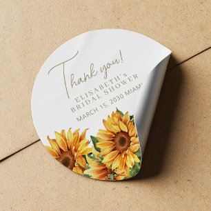 Elegant chic floral bridal shower thank you favour classic round sticker