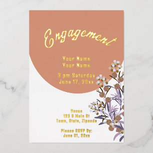 Elegant Chic Floral Engagement Foil Invitation