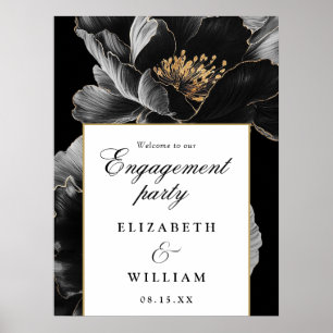 Elegant Chic Floral Engagement Party Welcome Sign