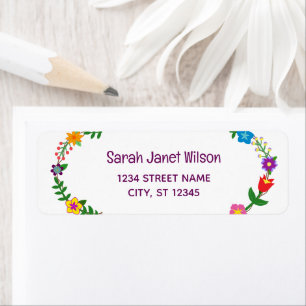 Elegant Chic Floral Flowers Modern Return Address  Label