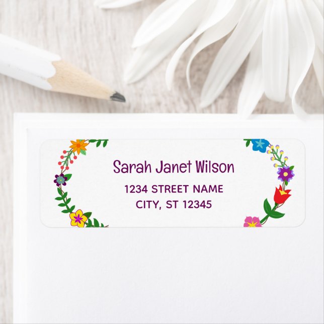 Elegant Chic Floral Flowers Modern Return Address  Label (Insitu)