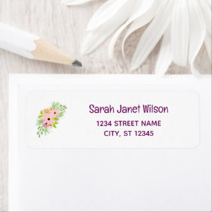 Elegant Chic Floral Flowers Modern Return Address  Return Address Label