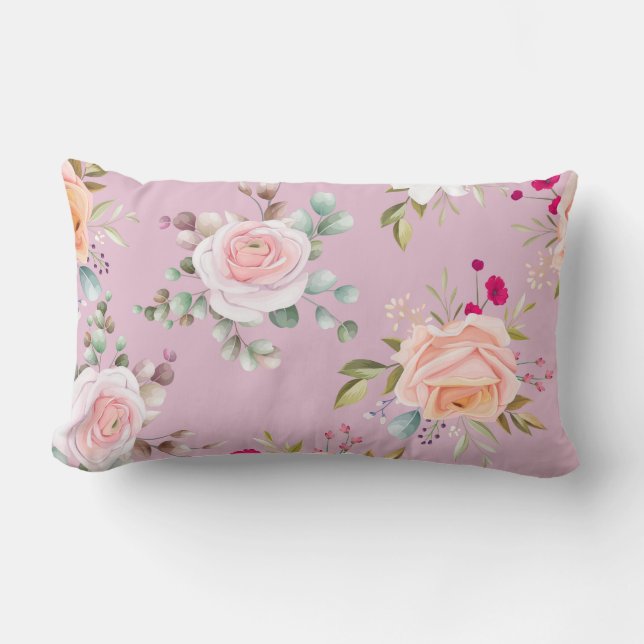 Elegant chic floral lumbar cushion (Front)