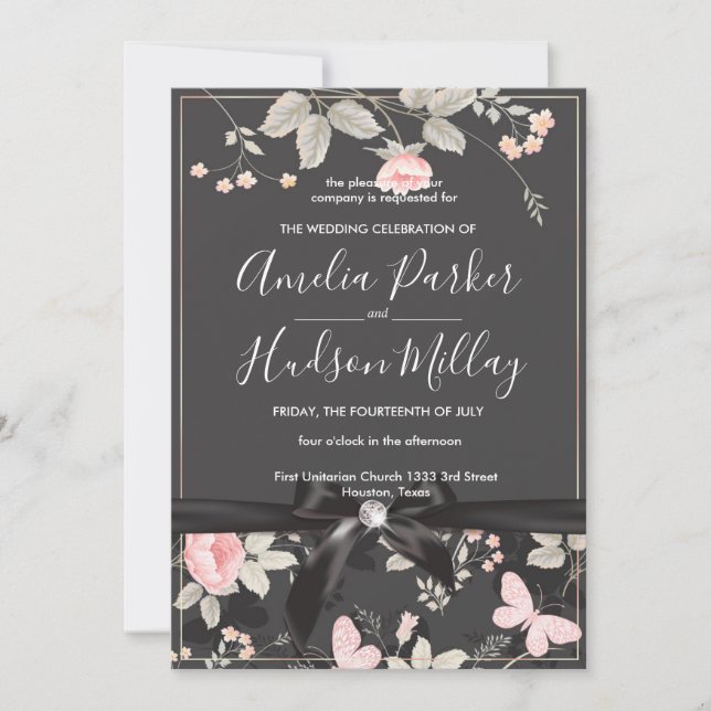 Elegant chic Floral  wedding invitation (Front)