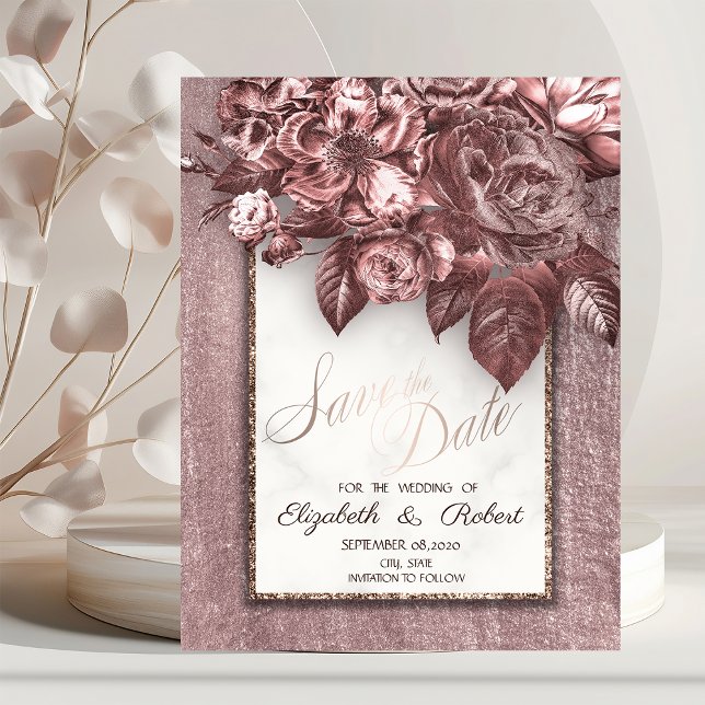 Elegant Chic Flowers Burgundy Save The Date (Creator Uploaded)