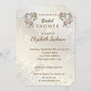 Elegant Chic Flowers Damask  Bridal Shower Invitation