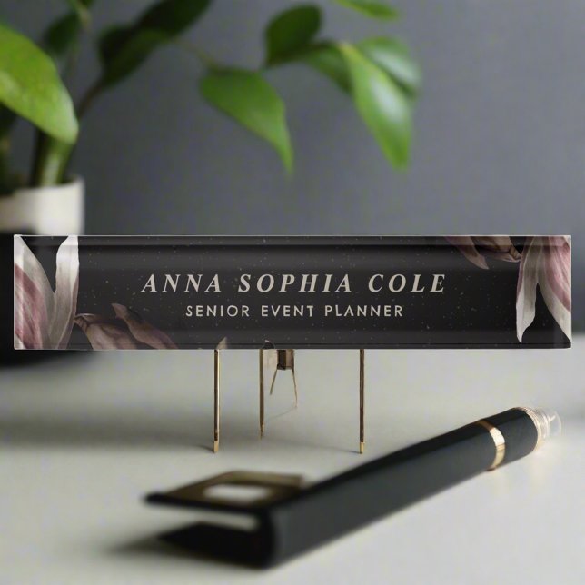 Elegant Chic Flowers Girly Professional Office Nameplate (Creator Uploaded)