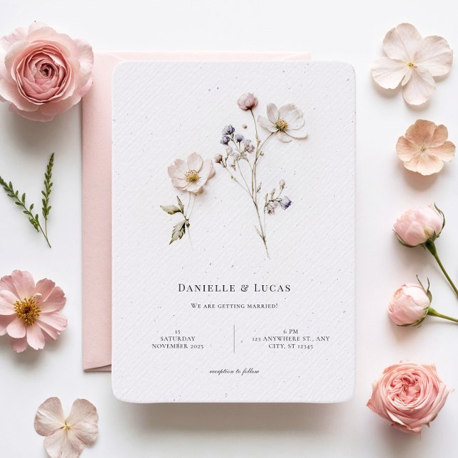 Elegant Chic Flowers Rounded Corner Style Wedding Invitation (Creator Uploaded)
