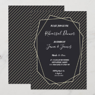 Elegant chic Geometric Faux navy Rehearsal Dinner Invitation