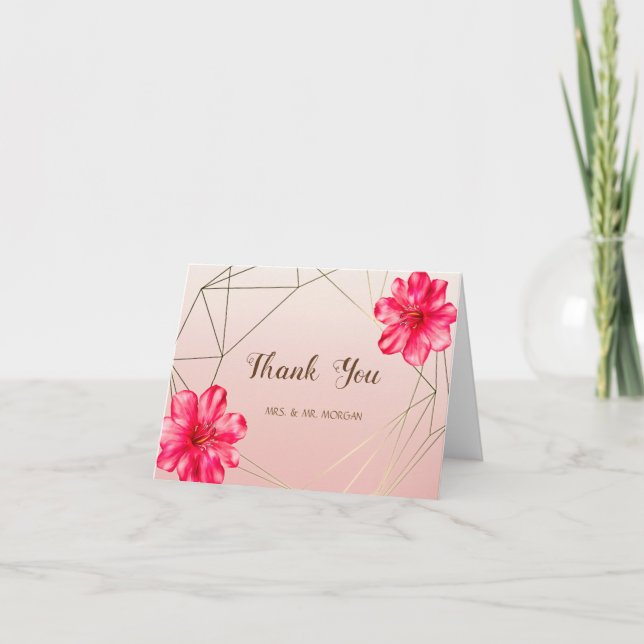Elegant Chic Geometric ,Hibiskus Thank You Card (Front)