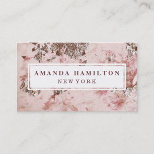 Elegant chic Gilded Blush Pink marble rose gold Business Card