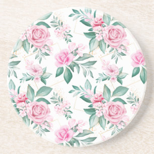 Elegant Chic Girly Pink Floral Coaster
