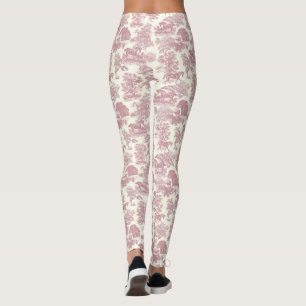Elegant Chic Girly Pink Horses Toile Leggings