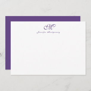 Elegant Chic Girly Script Monogram Purple Card
