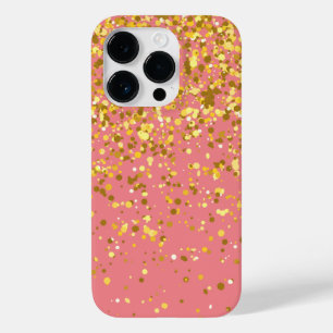 Elegant  Chic Glitter Gold Pink iPhone 14 Pro Case