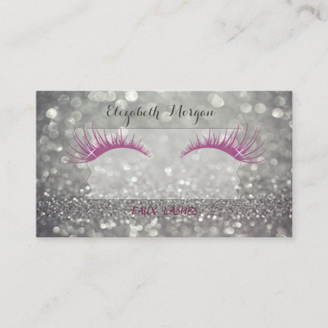 Elegant Chic ,Glittery, Bokeh, Faux Lashes Business Card (Front)