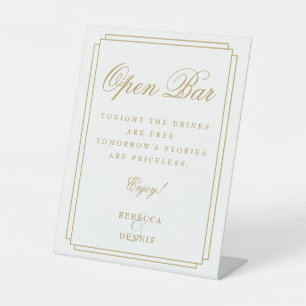 Elegant Chic Gold Art Deco Open Bar Pedestal Sign