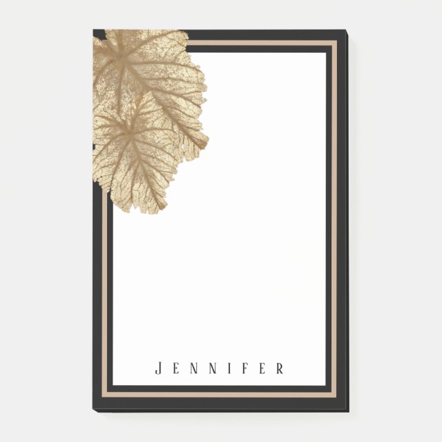 Elegant Chic Gold Black Personalised Post-it Notes (Front)