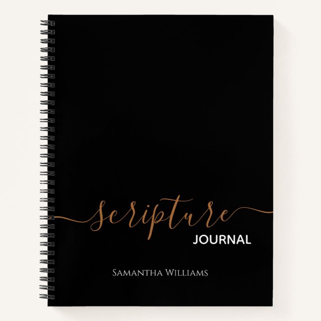 Elegant Chic Gold Black Scripture Journal Notebook (Front)