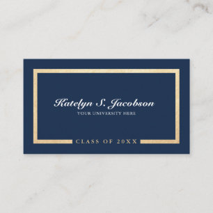 Elegant chic gold blue graduation class of name ca calling card