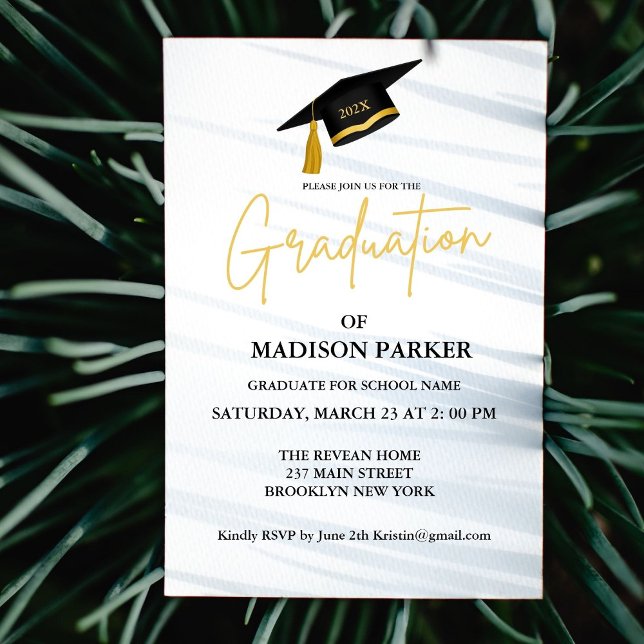 Elegant & Chic Gold Calligraphy Graduation Party Invitation (Creator Uploaded)