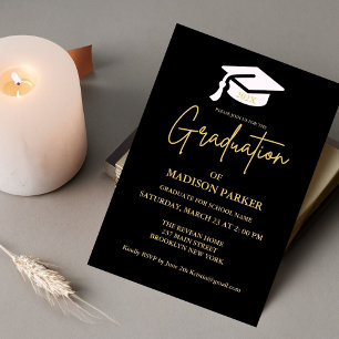 Elegant & Chic Gold Calligraphy Graduation Party Invitation
