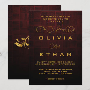 Elegant Chic Gold Classy Retro Rustic Wedding Invitation
