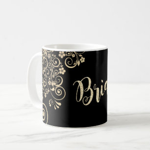 Elegant Chic Gold Flowers, Bride Coffee Mug